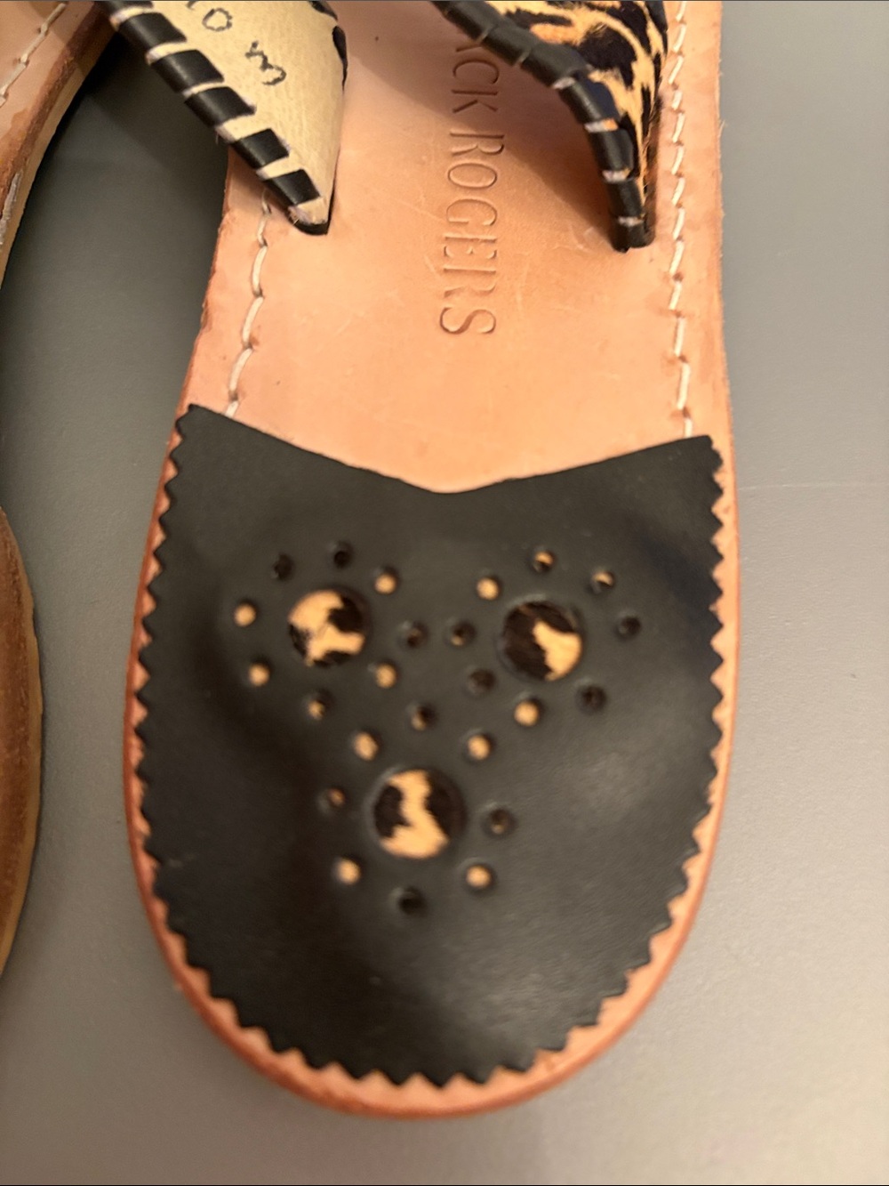 Jack Rogers Leopard-Print Thong Sandals in Tan and Black - Picture 7 of 12